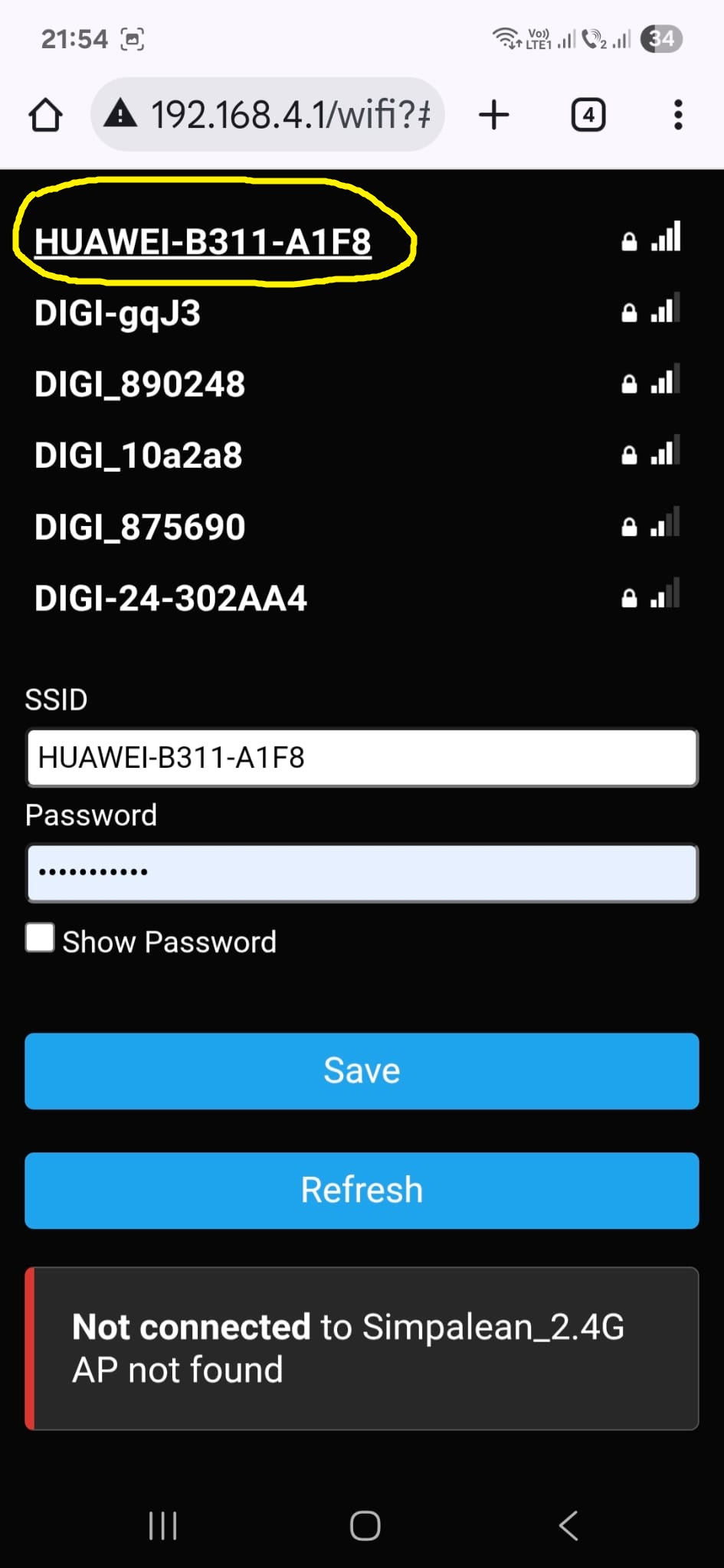 Confirmare conectare WiFi